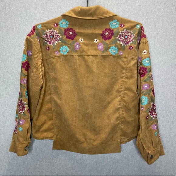 Savanna Jane Corduroy Oversized Floral Embroidered Boho Hippie  Jacket - Picture 4 of 7